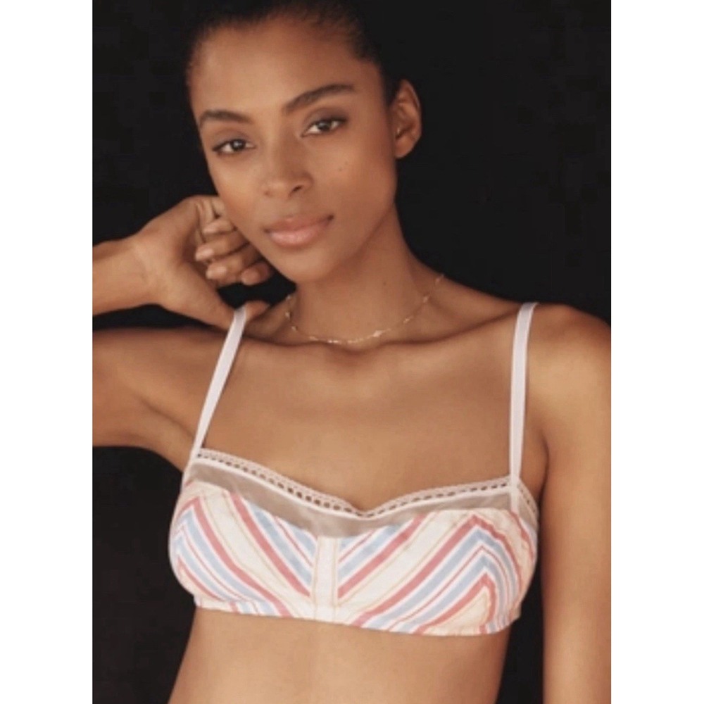 NWT Anthropologie Pastel Stripe Bralette in Pink, Blue & Cream